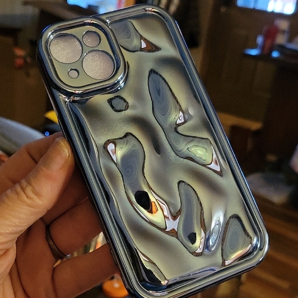 Silvery Blue Reflective iPhone 14 Case - Picture 1 of 6